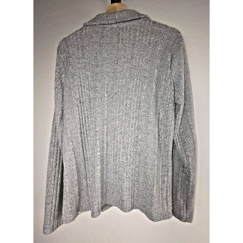 Absolutely Famous Ribbed, Button-Front Collared Sweater, Gray - Picture 2 of 8
